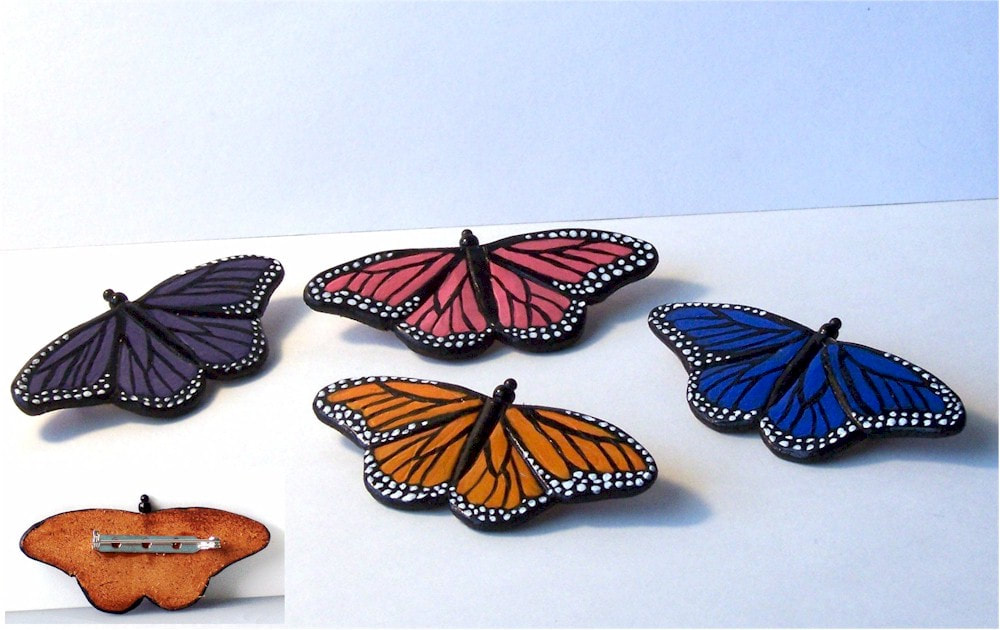 Leather Butterfly Lapel Pins