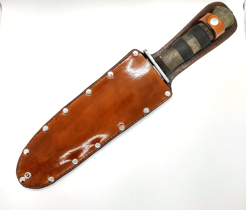 Old Handmade Vietnamese Knife Custom Leather Sheath 